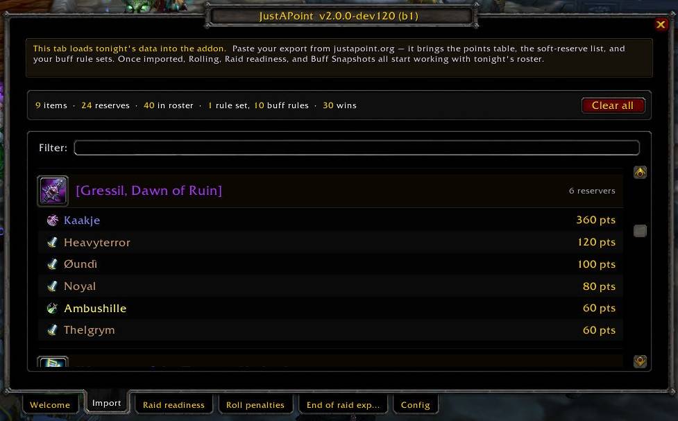 Addon: import tonight's raid