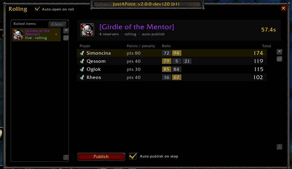 Addon: live rolling